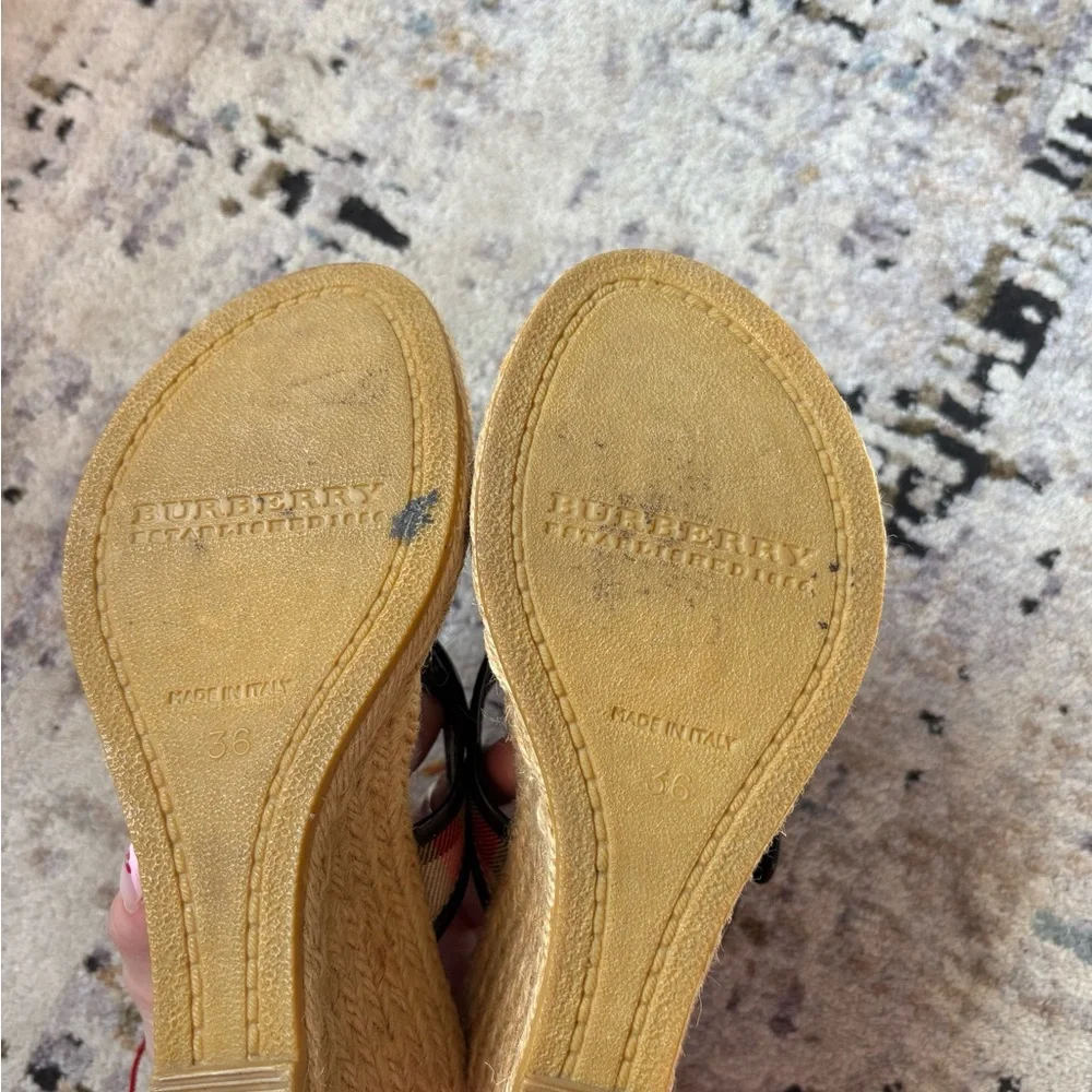 Burberry Whicker Black Wedge Buckle Sandals - Picture 7 of 8